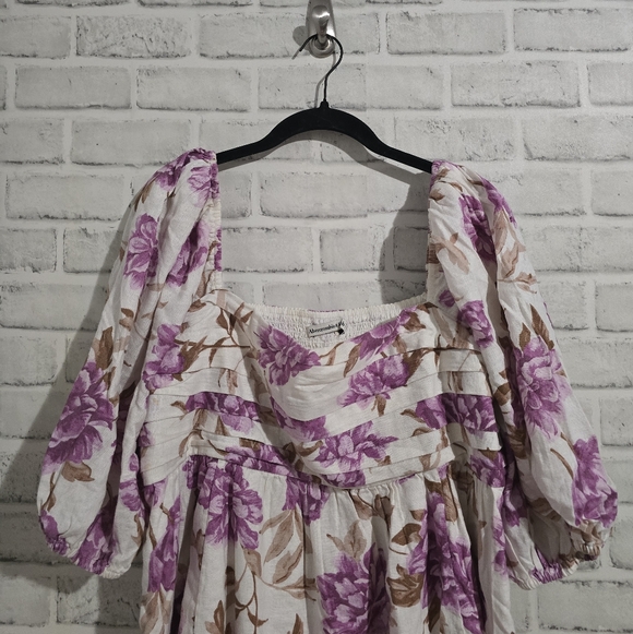 Abercrombie & Fitch Emerson Puff Sleeve Midi Dress Purple Floral Size XLP - Picture 4 of 8